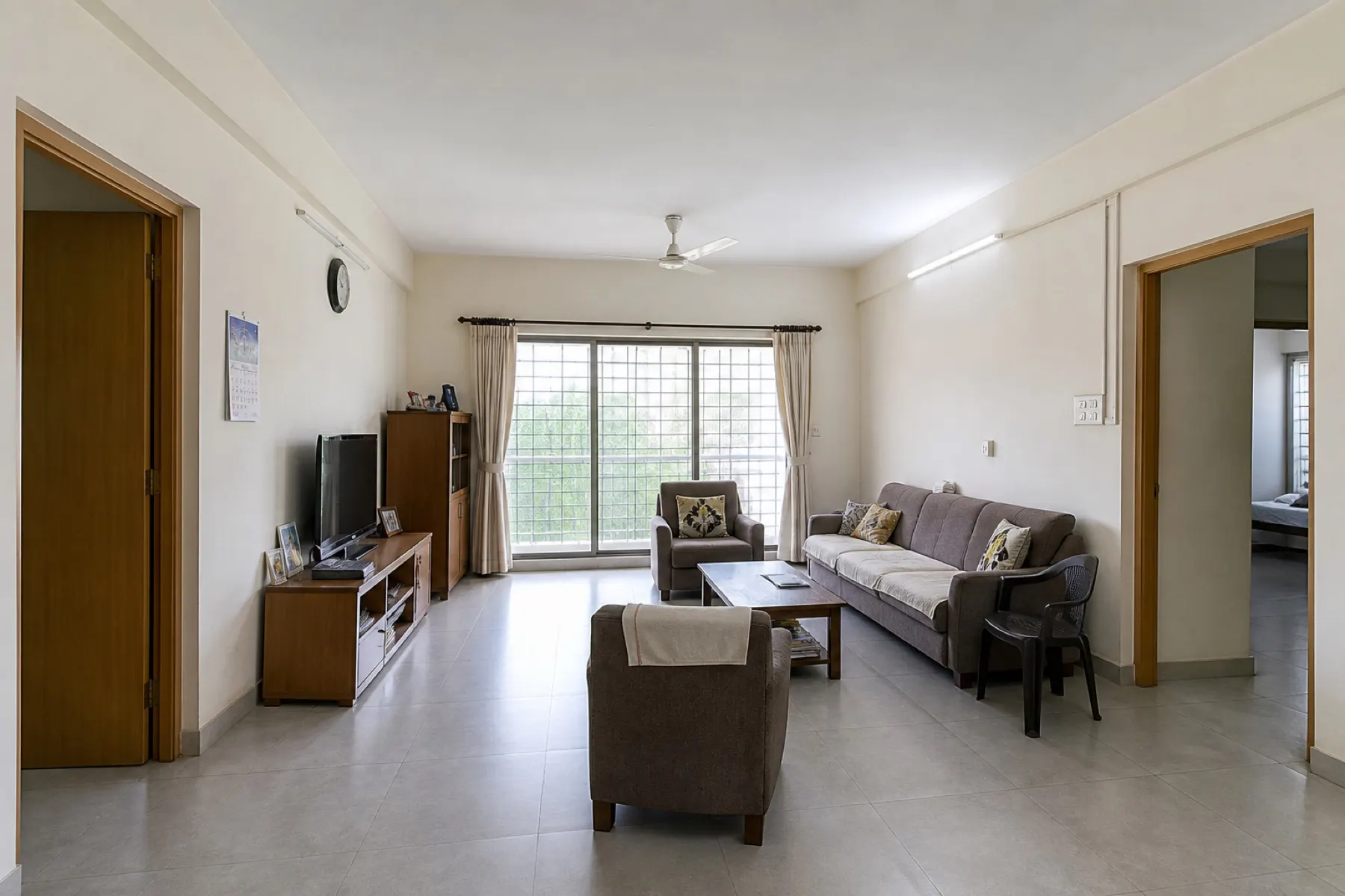 The living room in its starting condition